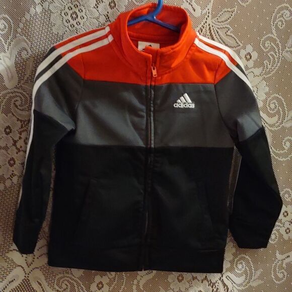 Adidas Boys size 24‎ mo black gray red lightweight windbreaker jacket - Picture 1 of 5